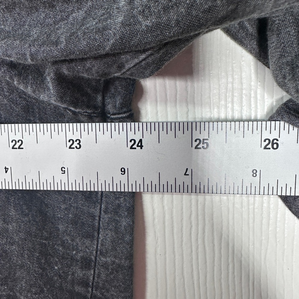 KROIX Distressed Denim Shirt Women 1X Grey Excellent High Low Acid Wash Longline - Picture 10 of 12